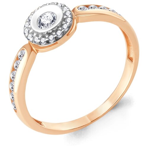 фото Золотое кольцо aquamarine 68139а с фианитом diamant-online