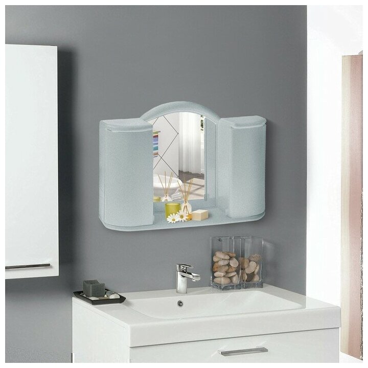 Шкафчик зеркальный для ванной комнаты "Арго", цвет белый мрамор - фотография № 3