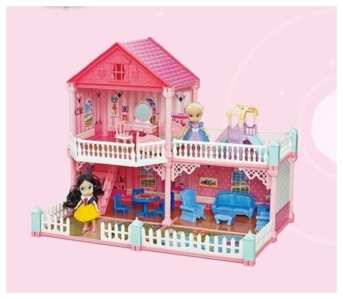 Кукольный домик с куклой. Двухэтажный домик для кукол. Игровой набор 