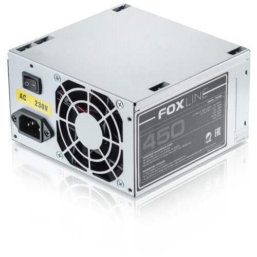 Блок питания 450Вт Power Supply Foxline, 450W, ATX, NOPFC, 80FAN, 2xSATA, 2xPATA, 1xFDD, 24+4