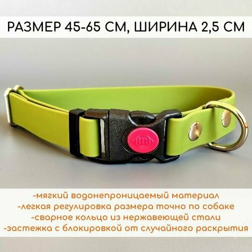R-Dog Ошейник из мягкого биотана Lite, пластиковая застежка с фиксатором, цвет оливковый, длина 45-65 см, ширина 2,5 см