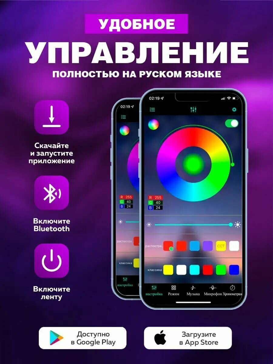 Daskus Лента светодиодная 10 метров RGB LED с пультом и управлением со смартфона . - фотография № 4