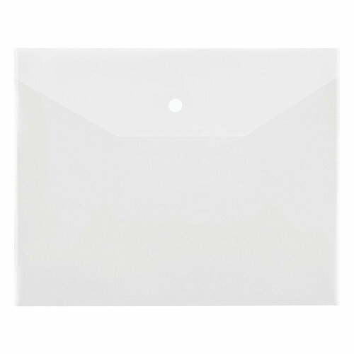 Папка-конверт на кнопке СТАММ А5+, 150мкм, пластик, прозрачная, бесцветная, 30 штук, 343174 папка с кнопкой а5 officespace полупрозрачная желтая 267528 150 мкм