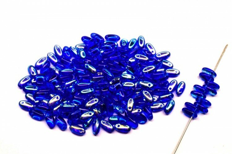 Бусины Rizo 6х2,5мм, отверстие 0,8мм, цвет 30070/28701 сапфир прозрачный радужный, 753-013, 10г (около 150шт)