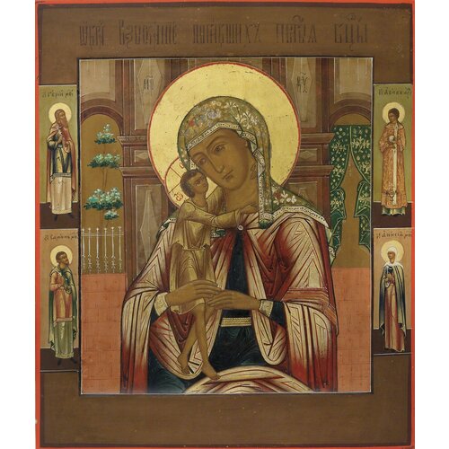 Взыскание погибших икона Божией Матери деревянная на левкасе 13 см