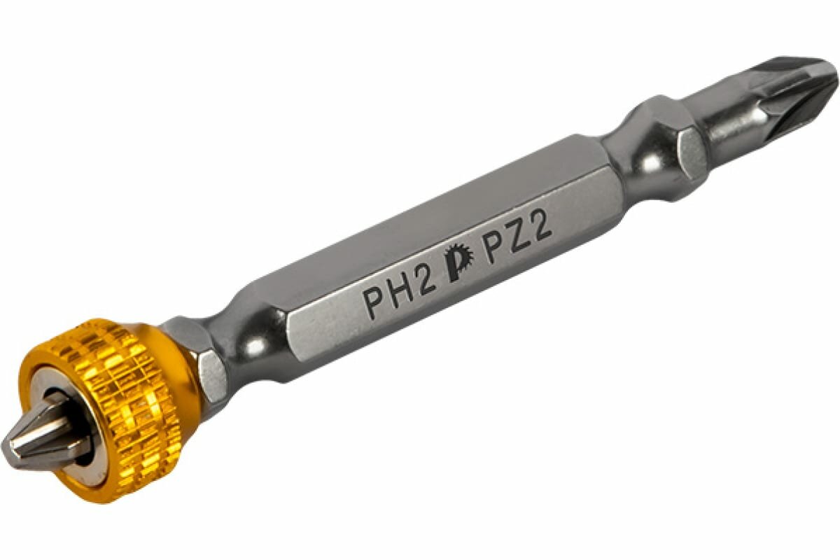 Биты для шуруповерта/биты отверточные PH-2/PZ-2 х 65 ПРАКТИКА Профи с магнитным кольцом 2 шт