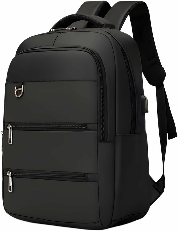 Рюкзак из водоотталкивающего материала с USB-портом (черный/черный)