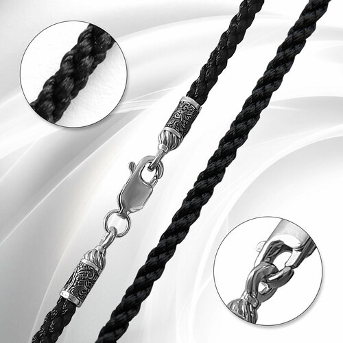 Шнур VitaCredo, серебро, 925 проба, чернение, длина 65 см, средний вес 1.3 г, , черный