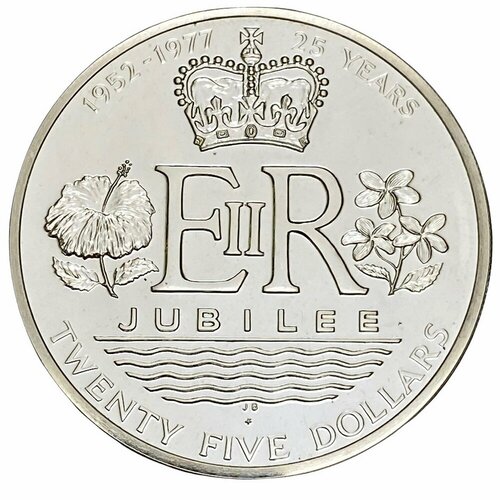 Острова Кука 25 долларов 1977 г. (25 лет восхождения на престол Королевы Елизаветы II) (Proof) клуб нумизмат монета 5 долларов новой зеландии 2010 года серебро дельфин мауи