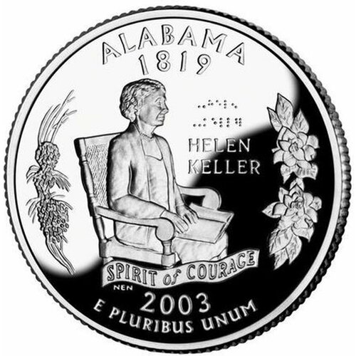 (022p) Монета США 2003 год 25 центов Алабама Медь-Никель UNC 022p монета сша 2003 год 25 центов алабама медь никель unc
