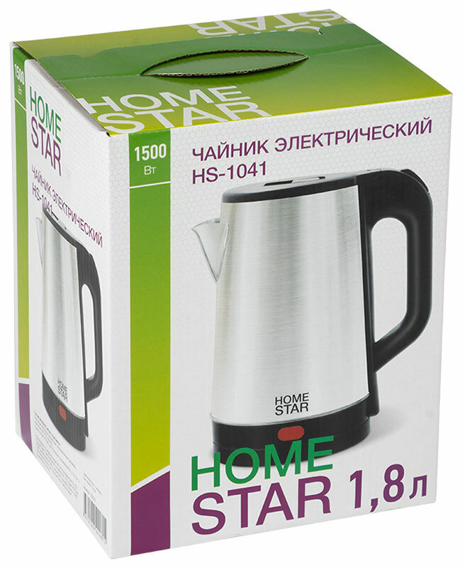 Чайник (HOMESTAR HS-1041 (1,8 л) стальной, черный)