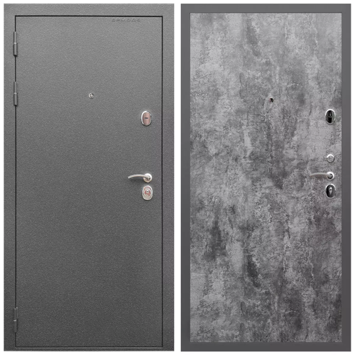 Дверь входная Армада Оптима Антик серебро / ПЭ Цемент темный МДФ панель 6 мм гладкая