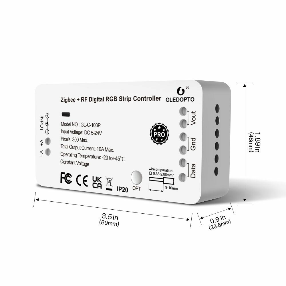 ZigBee Диммер 5-24V Gledopto RGBC (адресный) - фотография № 3