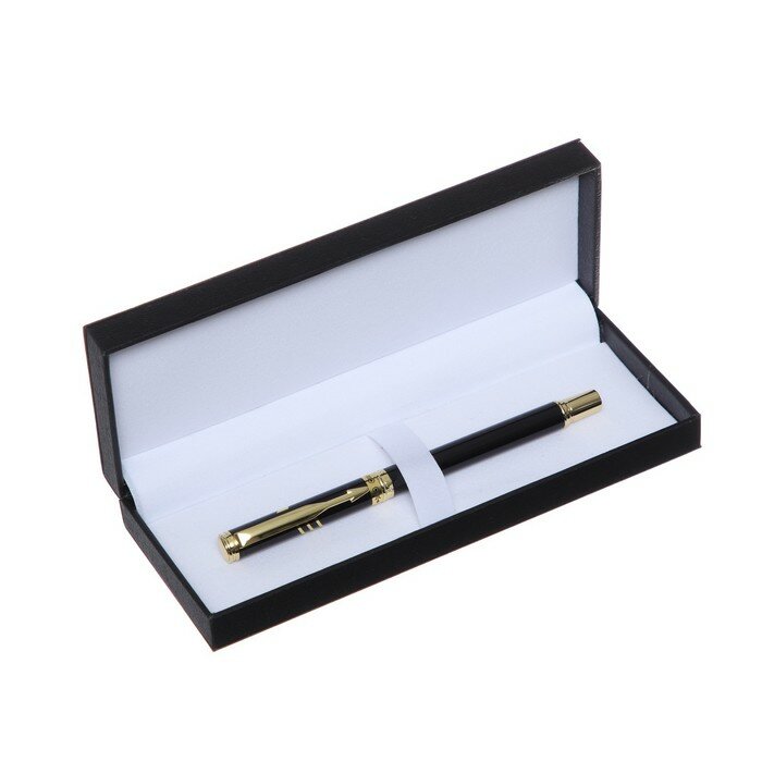 Ручка подарочная роллер в кожзам футляре ПБ IT, корпус черный/золото