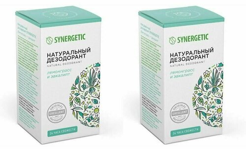 Натуральный дезодорант, Synergetic, лемонграсс, эвкалипт, 50 мл, 2шт