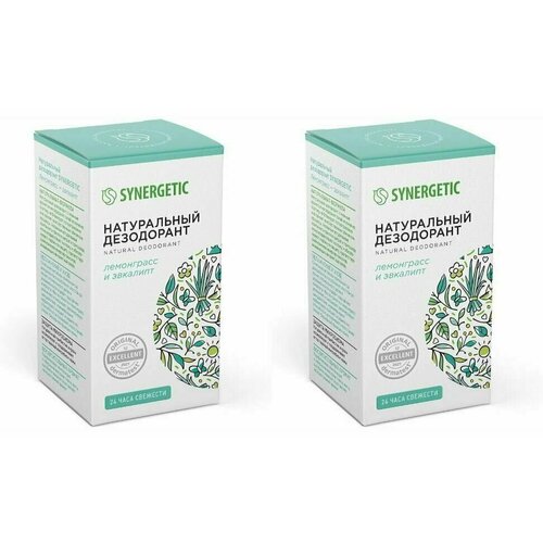 Натуральный дезодорант, Synergetic, лемонграсс, эвкалипт, 50 мл, 2шт