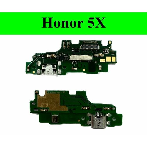 Плата (шлейф) зарядки, нижняя плата для Хуавей Huawei Honor 5X (KIW-L21) с разъемом зарядки, микрофоном