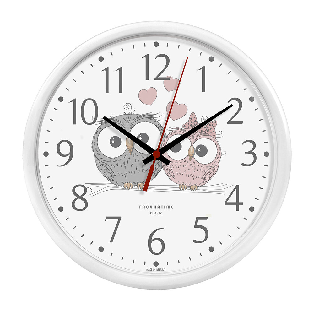 Часы настенные Модель №09 Совы d22,5 см белые