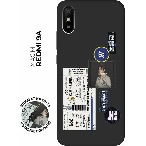 Матовый чехол BTS Stickers для Xiaomi Redmi 9A / Сяоми Редми 9А с 3D эффектом черный матовый чехол space stickers для xiaomi redmi 9a сяоми редми 9а с 3d эффектом черный