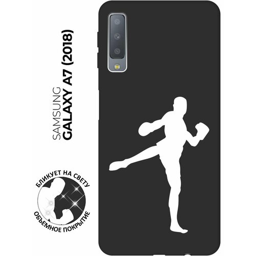 Матовый чехол Kickboxing W для Samsung Galaxy A7 (2018) / Самсунг А7 2018 с 3D эффектом черный матовый чехол snowboarding w для samsung galaxy a7 2018 самсунг а7 2018 с 3d эффектом черный