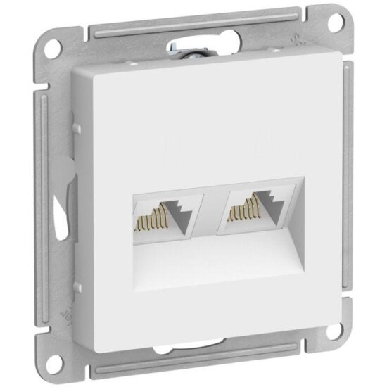 Розетка компьютерная Systeme Electric (schneider Electric) AtlasDesign двойная RJ45+RJ45 кат.5Е механизм лотос, ATN001385