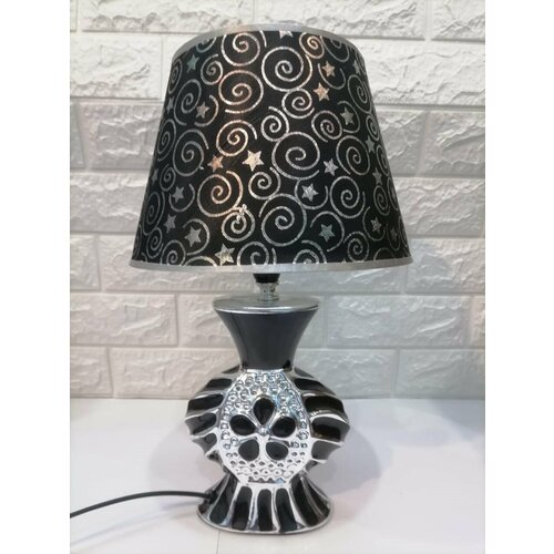 Настольная лампа с абажуром - торшер маленький настольный Black Flower