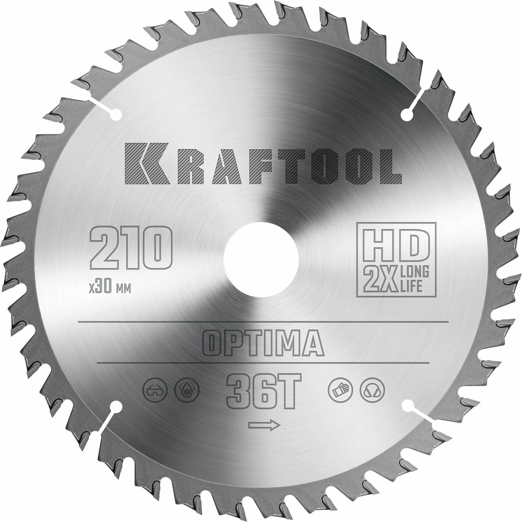 Диск пильный по дереву 210x30 мм 36T Kraftool Optima 36951-210-30