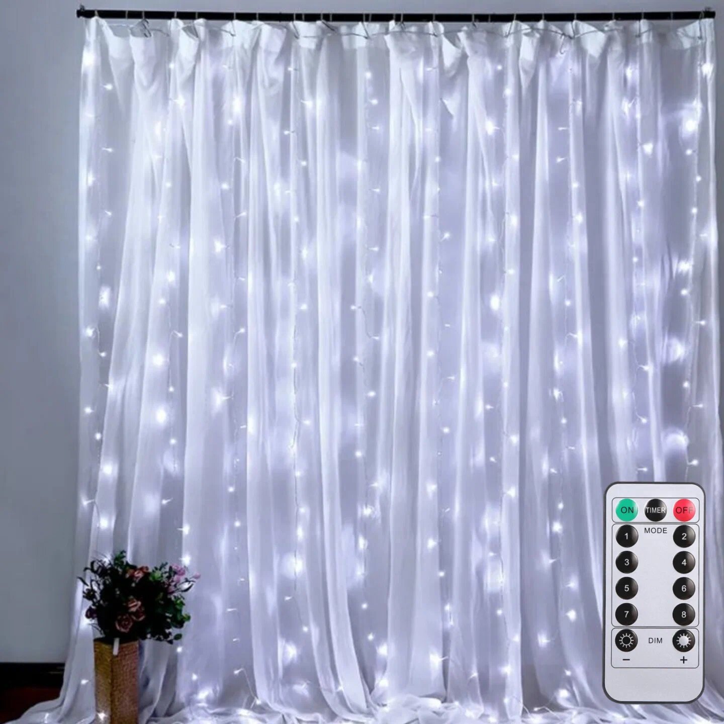 фото Гирлянда-штора LED (3х3м,300 ламп, белая-теплая) Огонек OG-LDG08