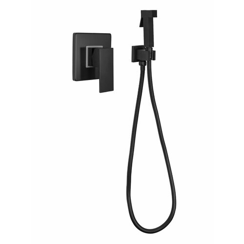 Смеситель встраиваемый с гигиеническим душем Hansberge CUBITO H3070BL Черный матовый