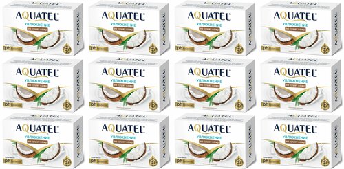 Aquatel Крем-мыло твердое Кокосовое молочко, 90 г, 12 штук