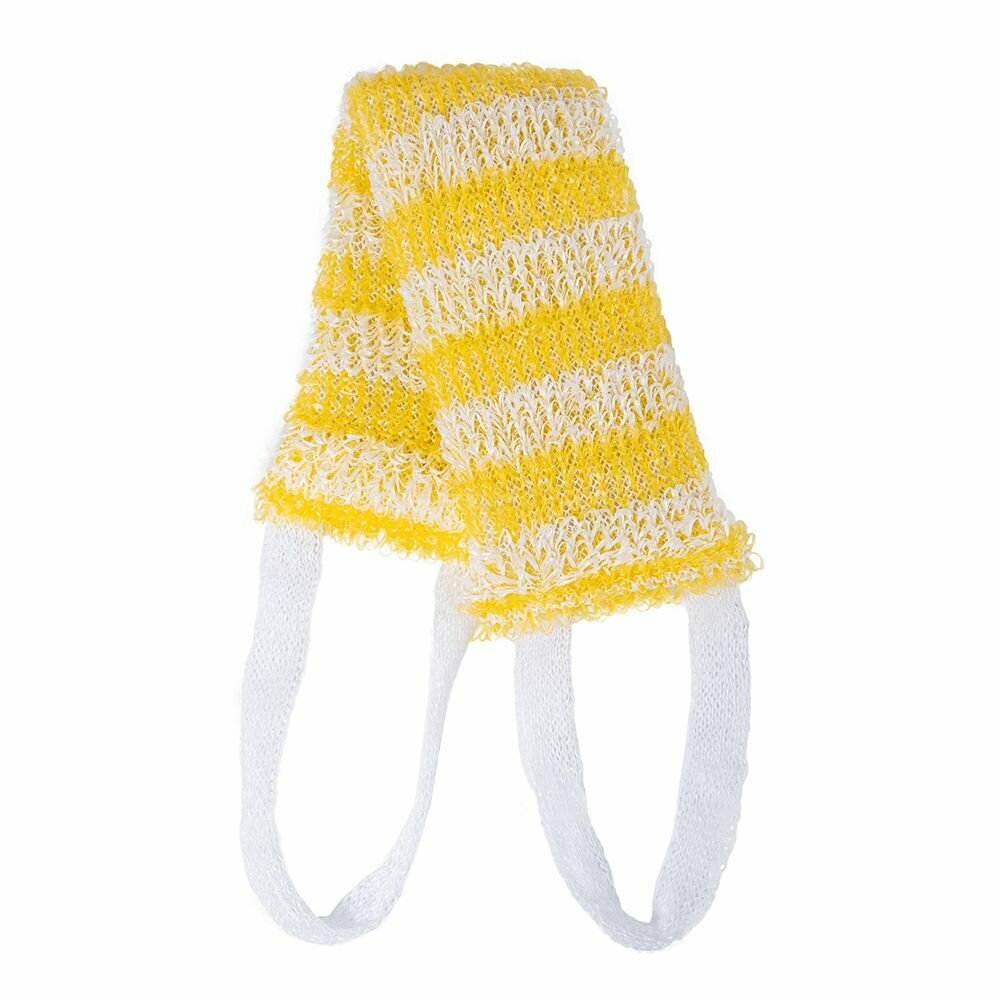 Мочалка-букле жесткая вязаная полосатая