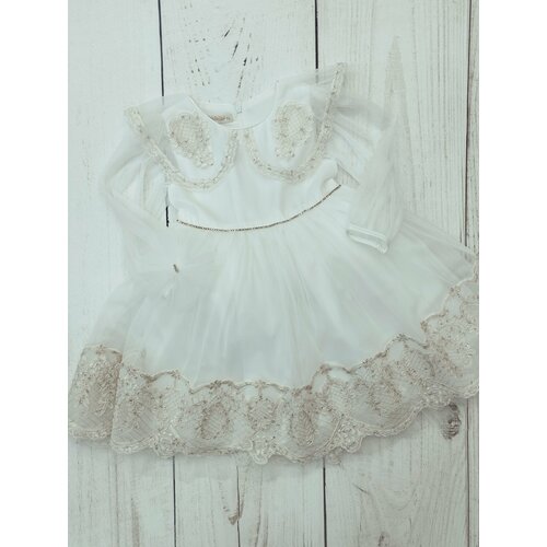 фото Платье-пачка мой ангелок, хлопок, нарядное, однотонное, размер 116, белый