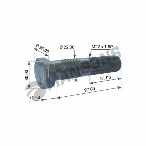 Болт колесный M22*1.5*97/62 BPW 300.204 (Mansons)