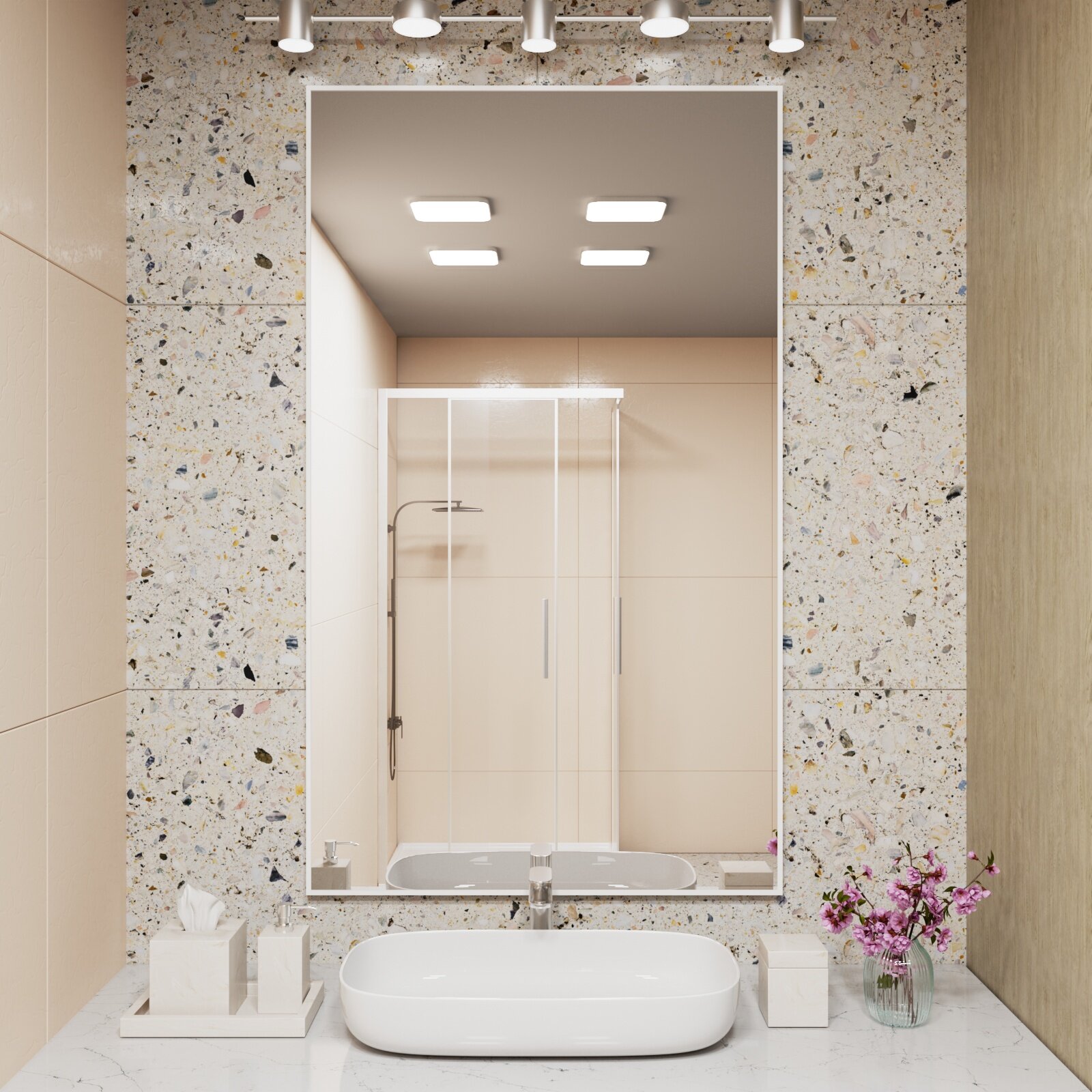 фото Зеркало настенное в алюминиевой раме ALUMIRROR, 140х50 см. Золото