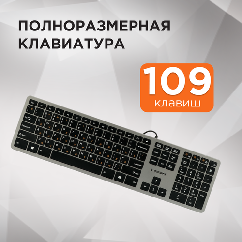 клавиатура gembird kb 8420 Бесшумная клавиатура мульти/медиа Gembird KB-8420, 109 клавиш, ножничный механизм.