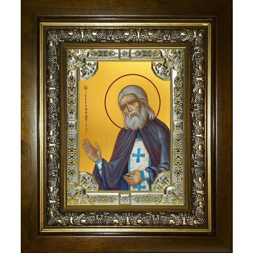Икона Серафим Саровский преподобный чудотворец в деревянном киоте