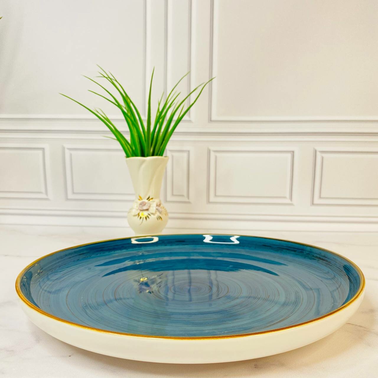 фото Тарелка круглое сенарт лазуит " объем 1500МЛ , цвет синий , диаметр 30 см "