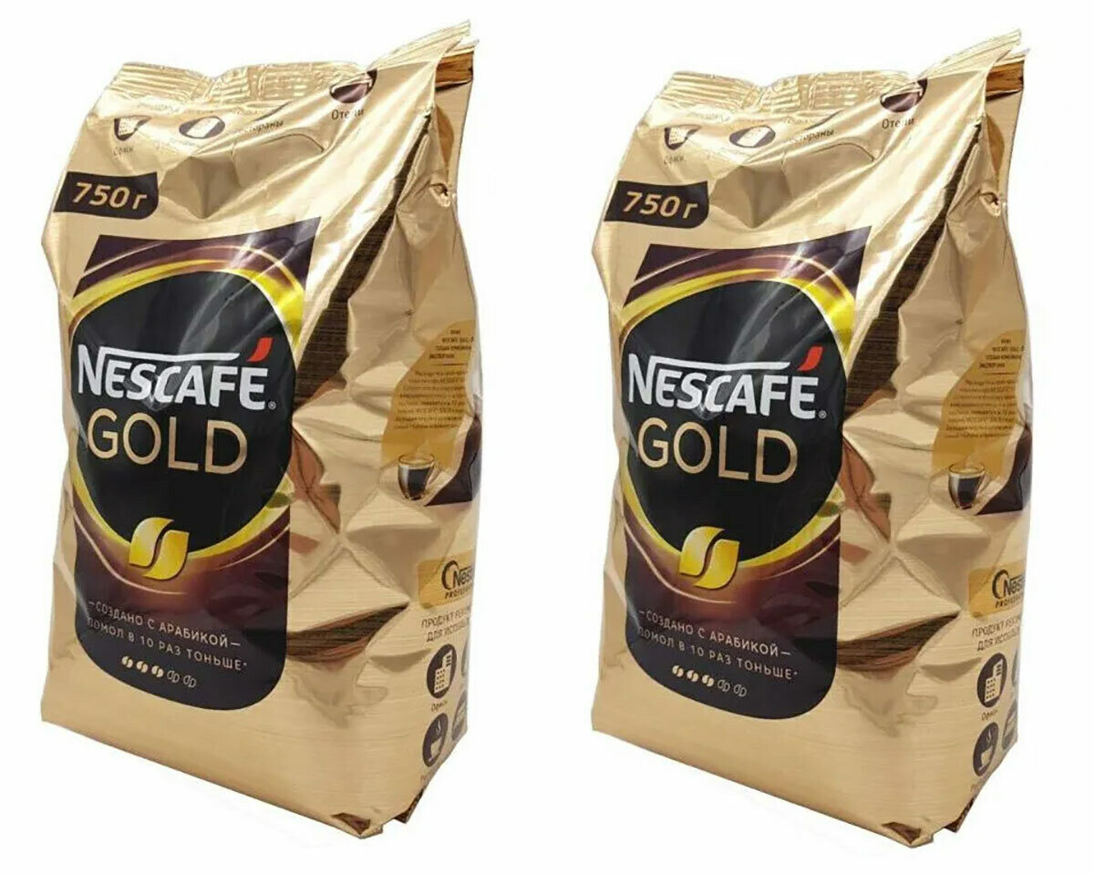 Кофе растворимый Nescafe Gold, 750 г пакет (Нескафе) х 2 шт