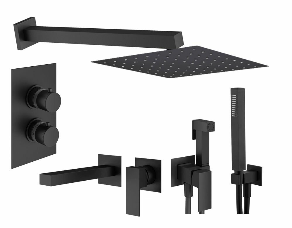 фото Комплект смесителей для душа Plumberia Selection KITZTGT18QNO220, Черный матовый