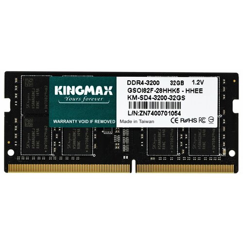 Модуль памяти SODIMM DDR4 32GB Kingmax KM-SD4-3200-32GS PC4-25600 3200MHz CL22 12V dual rank Ret 848200₽