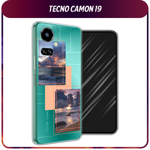 Силиконовый чехол на Tecno Camon 19/19 Pro 4G / Текно Камон 19/19 Про 4G Sky collage, прозрачный силиконовый чехол на tecno camon 19 19 pro 4g текно камон 19 19 про 4g радужный кружевной узор прозрачный