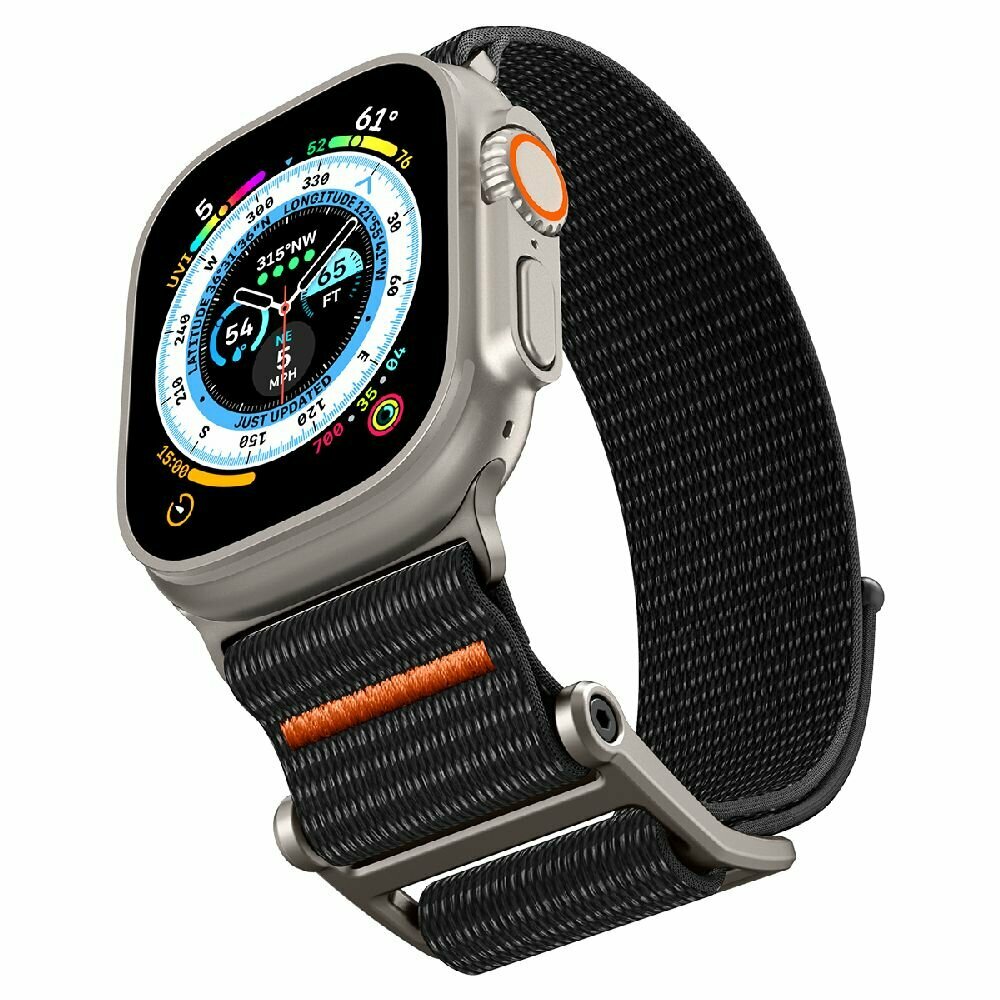 Ремешок Spigen на Apple Watch (49/45/44/42 mm) (AMP05981) DuraPro Flex Ultra / Спиген для Эпл Вотч ремешок, черный — фото 1