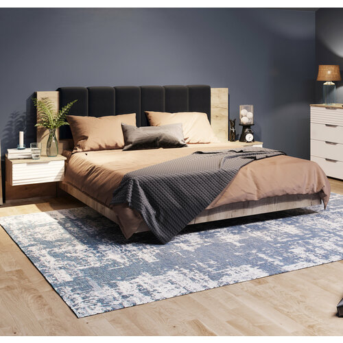 Кровать двуспальная парящая лофт серая бежевая 160х200 в спальню Джулия МИ крафт серый 22999₽