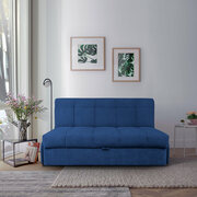Пафос - диван-кровать Пафос (синий) для отдыха и сна, механизм аккордеон, без подлокотников, механизм аккордеон, 145х115х87 см