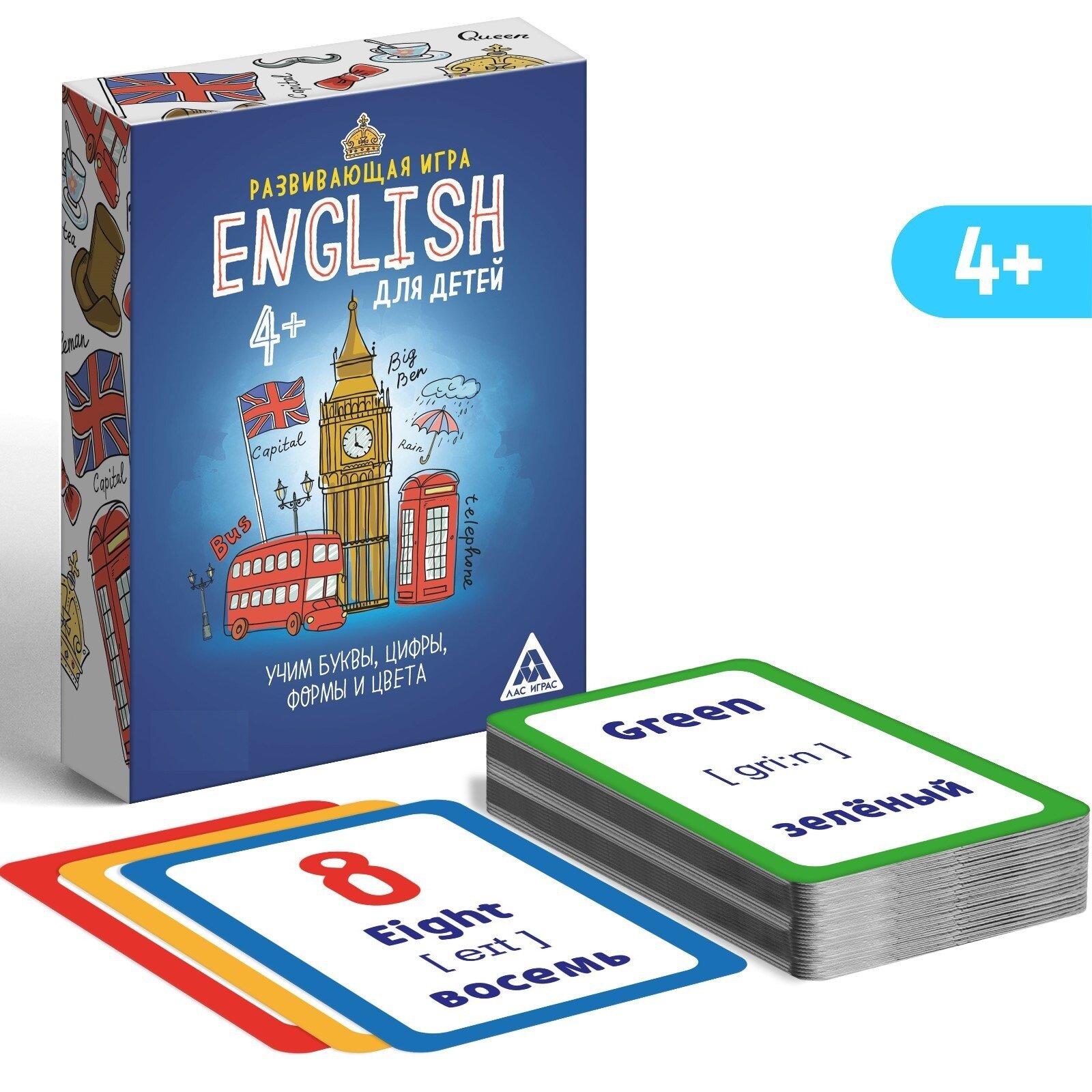 Настольная развивающая игра "Английский для детей", 70 карт