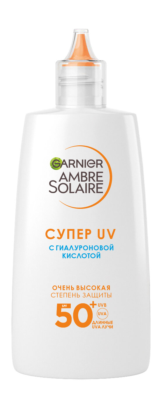 Увлажняющий солнцезащитный флюид с гиалуроновой кислотой Garnier Ambre Solaire Супер UV С гиалуроновой кислотой SPF 50+ 40 мл .