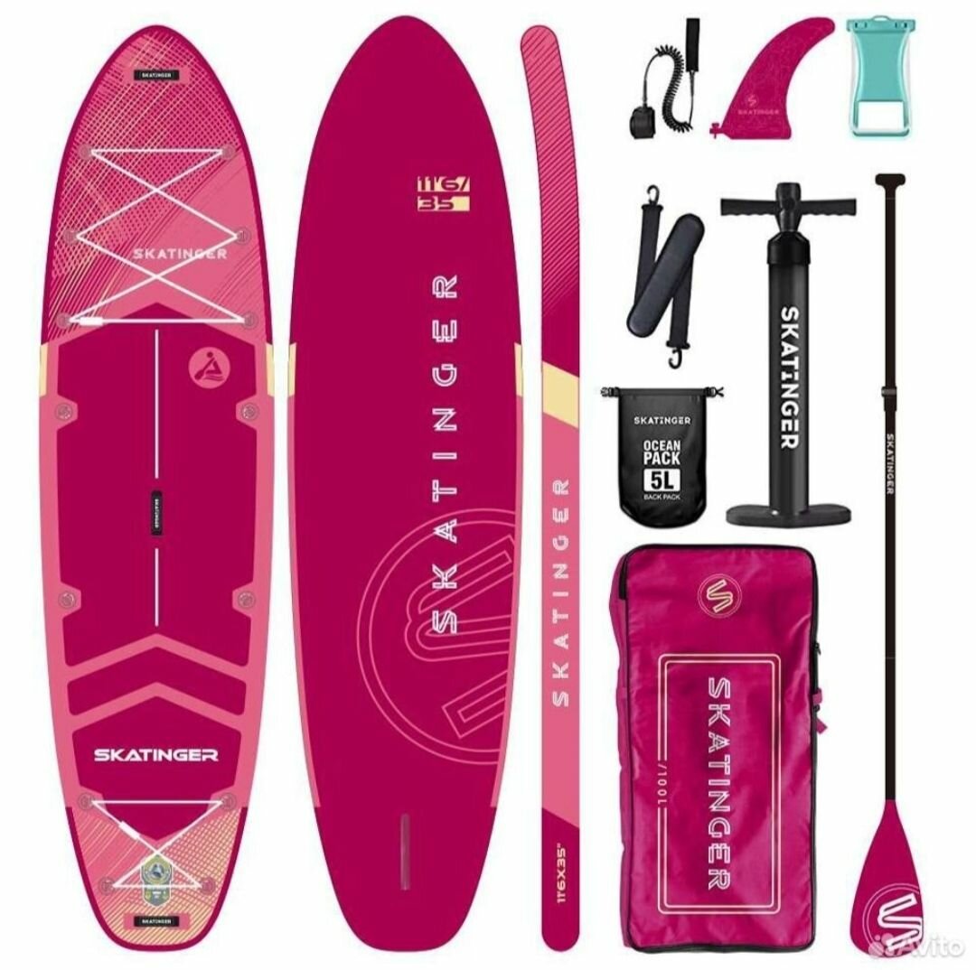 Надувная Сап-доска SKATINGER Serial Red (SUP board) двухслойная 350*89*15см