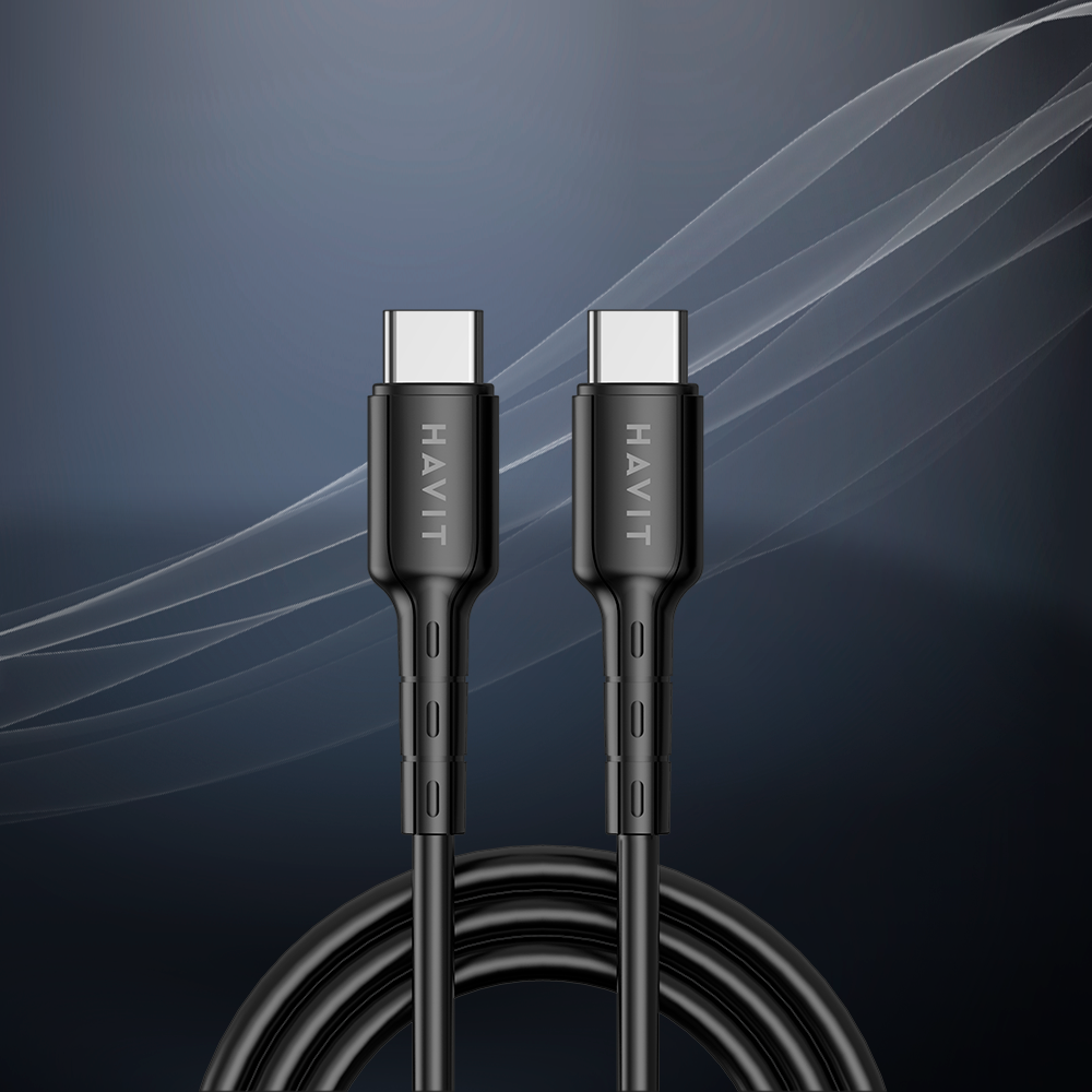 Кабель USB Type-C Havit CB6235 BK быстрая зарядка и передача данных, 1 м, черный — фото 1