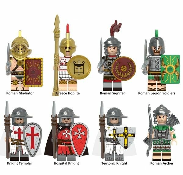 Фигурки Рыцари 8 штук / набор Лего фигурок рыцарей / лего человечки с оружием