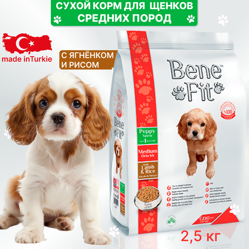 Cухой корм Benefit для щенков средних пород Puppy Medium, с ягнёнком и рисом, 2,5 кг hills science plan puppy medium lamb сухой корм для щенков средних пород с ягненком